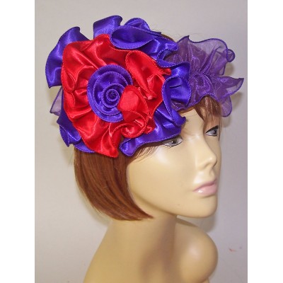 CRUSHABLE RED AND PURPLE HAT LARGE BRIM LADIES OF SOCIETY WITH REMOVABLE BAND  eb-99534211
